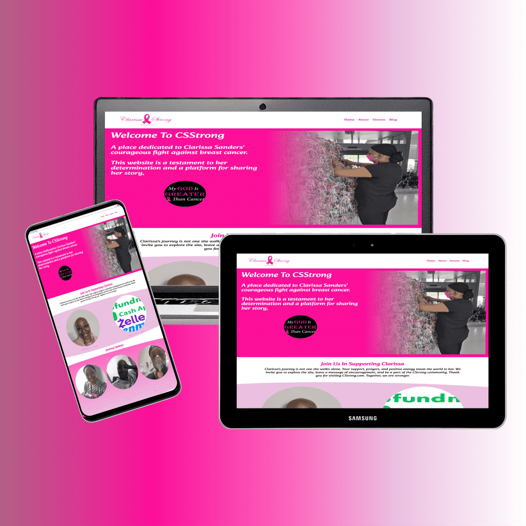Mock displays for the CS Strong website