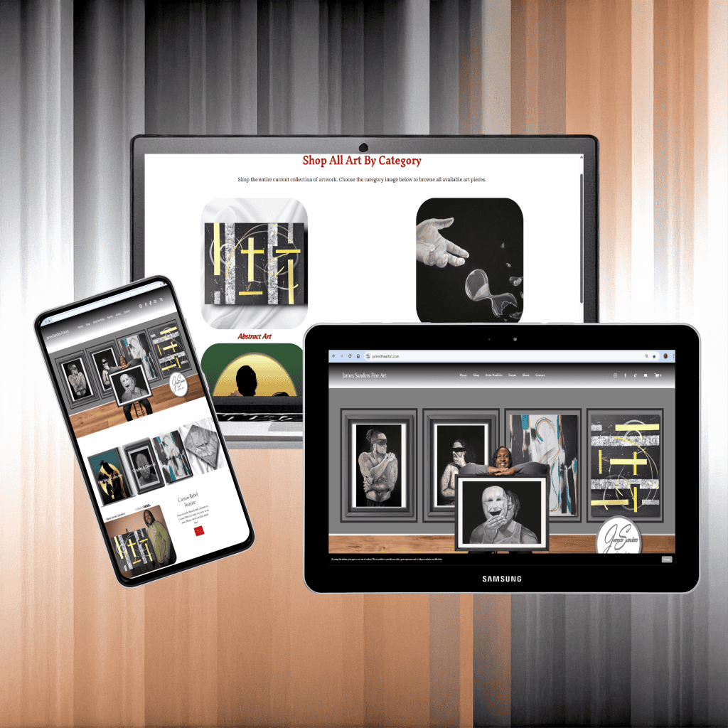 Mock displays for James Sanders Fine Art website