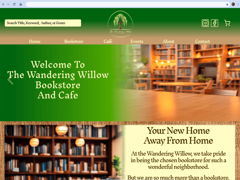 Screenshot image of Wandering Willow website